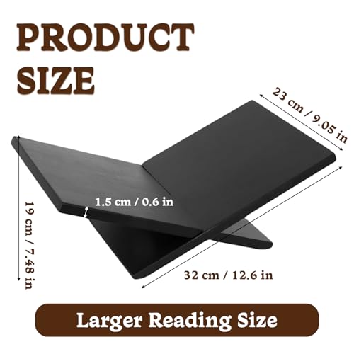 KUK Open Display Book Stand Solid Wooden Large Book Holder for Reading Bible Stand Book Opener Holder for Recipe Quran Art Book Magazine Textbook Black - Image 3