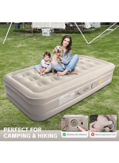 Gopz Gopz Twin Airbed with Builtin Electric Pump 16Inch Height Soft and Waterproof AntiSlip Design Pack of 1 99x190x40 cm  - Image 4