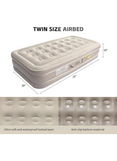 Gopz Gopz Twin Airbed with Builtin Electric Pump 16Inch Height Soft and Waterproof AntiSlip Design Pack of 1 99x190x40 cm  - Image 3
