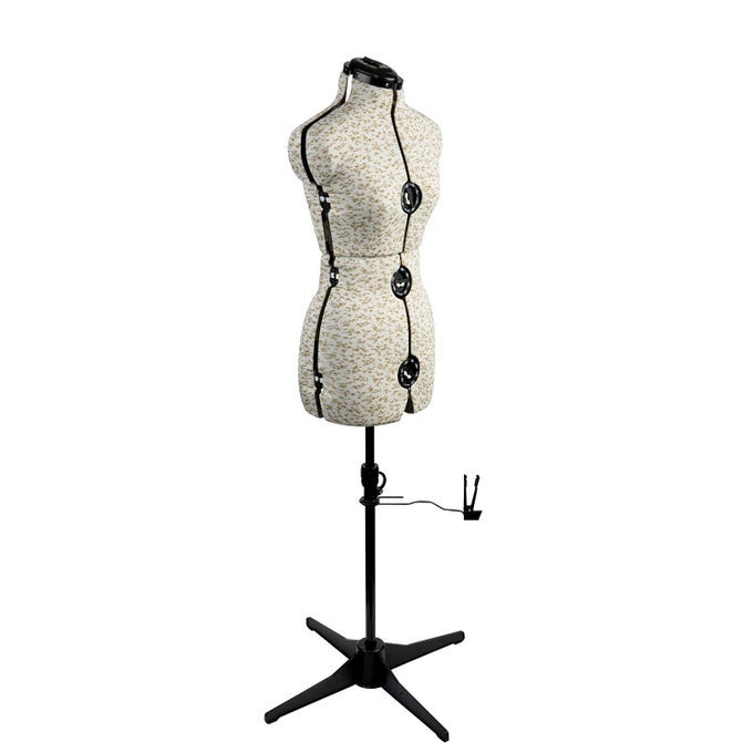 Adjustable Dressmakers Dummy in Beige Sugar Ditsy Fabric with Hem Marker Dress Form Sizes 10 to 16 Pin Measure Fit and Display your Clothes on this Tailors Dummy 5914A