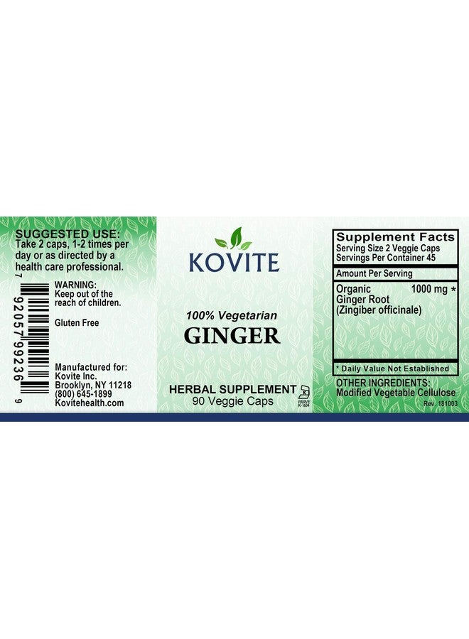 Kovite Ginger 1000 Mg Organic Ginger Root Per Serving 90 Capsules Kosher And Vegetarian - Image 5