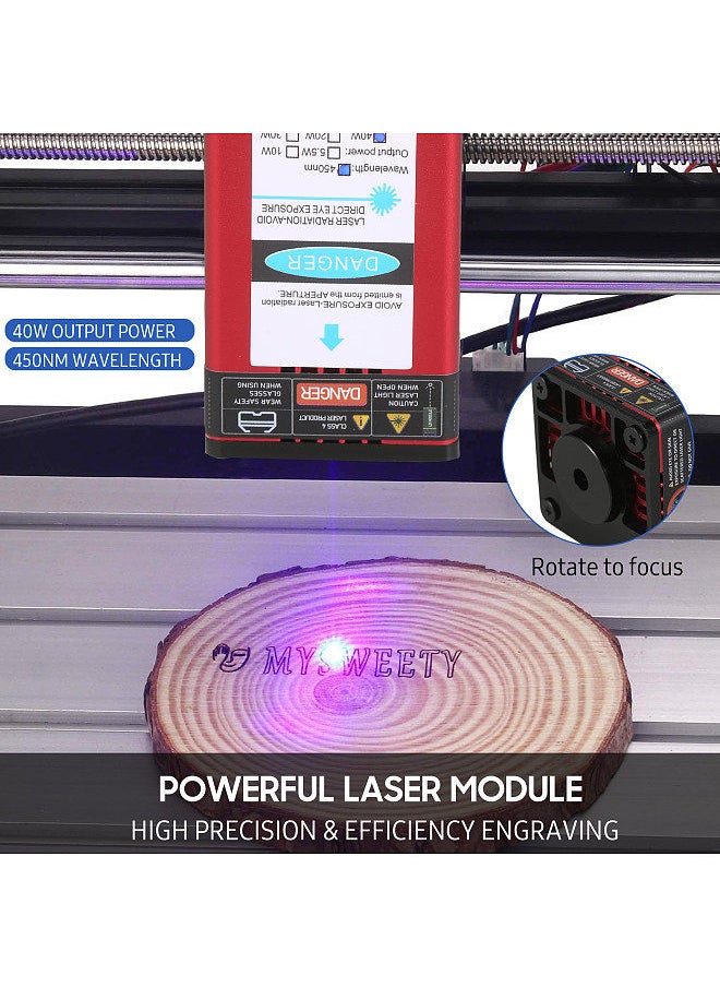 Generic - CNC 30*18 Pro Router Kit GRBL Control 3 Axis with with Offline Controller 40W Laser Module Plastic Acrylic PCB PVC Wood Carving Milling Engraving Machine Engraver XYZ Working Area 300x180x40mm - Image 1