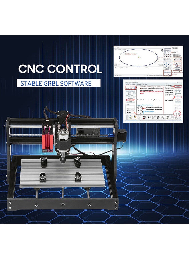 Generic - CNC 30*18 Pro Router Kit GRBL Control 3 Axis with with Offline Controller 40W Laser Module Plastic Acrylic PCB PVC Wood Carving Milling Engraving Machine Engraver XYZ Working Area 300x180x40mm - Image 1