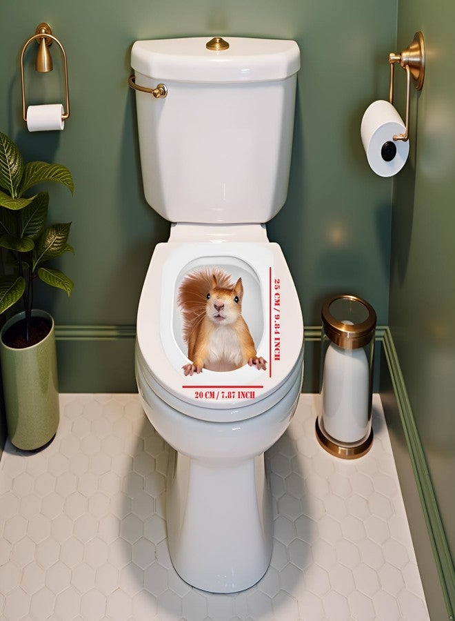 Spiaty PVC Decorative Squirrel Toilet Sticker, Waterproof Bathroom Decal, Brown and White, 20 x 25 cm, Anti-Fouling Surface - Image 3