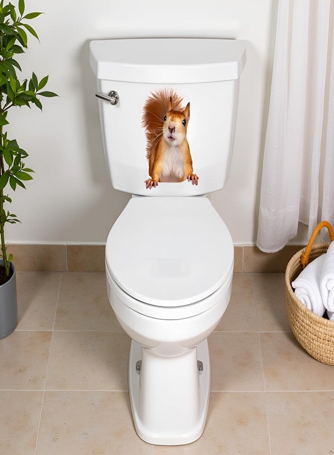 Spiaty PVC Decorative Squirrel Toilet Sticker, Waterproof Bathroom Decal, Brown and White, 20 x 25 cm, Anti-Fouling Surface - Image 4