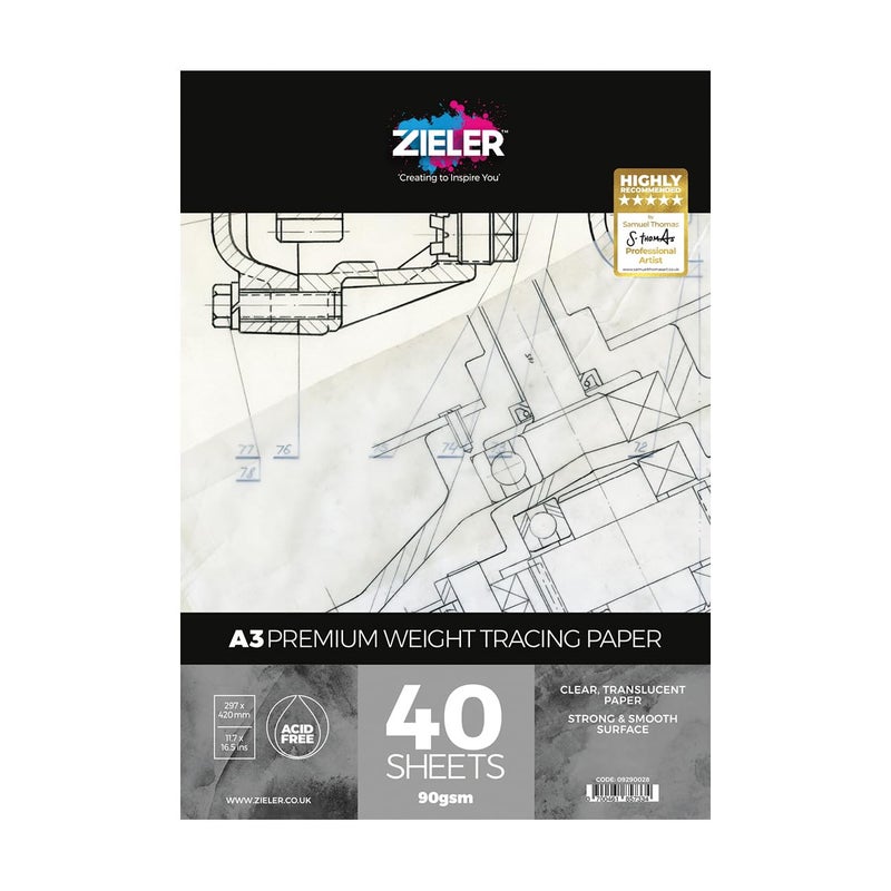 Tracing Paper Pad  90gsm 40 Sheets  Premium High Transparency  A4