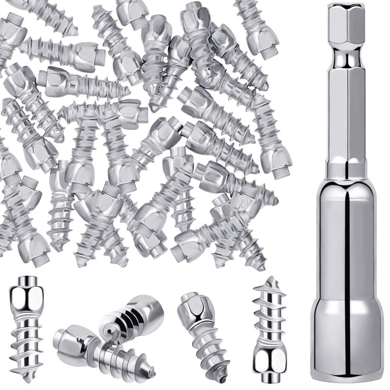 Frienda 150 Pcs Snow Carbide Screw Tire Studs Wheel Tyre Snow Spike Trim Screw in Tire Studs with Installation Tool for Car Truck Bicycle Boot Motorcycle ATV Accessories 12 mmSilver