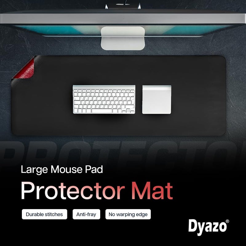 Dyazo Vegan PU Leather Desk Mat | Waterproof & Desk Pad | Anti-Slip, Dual-Sided Design | Perfect for Office, Remote Work, or Gaming (800mm x 300mm) Black & Red - Image 4