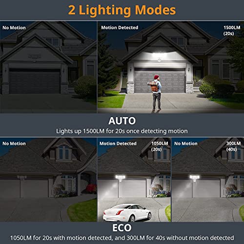 LEPOWER Battery Powered LED Flood Light Outdoor,1500LM Motion Sensor Security Lights, IP65 Waterproof,Wireless Flood Light Battery Operated,3 Head Motion Detector Light for Garage,Yard,Porch(White) - Image 5