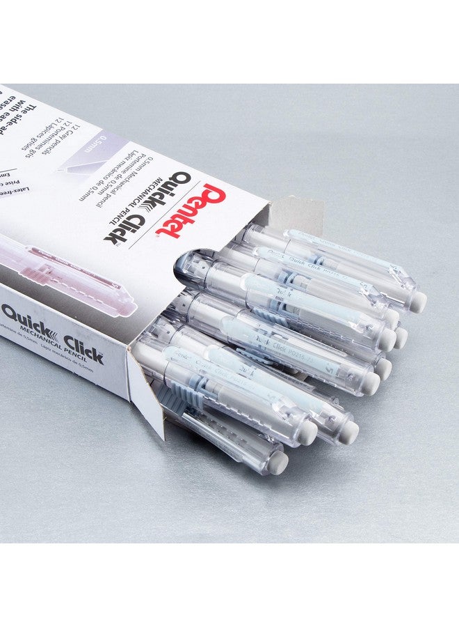 Pentel Quick Click Mechanical Pencil (0.5Mm) Gray Barrel Box Of 12 Pencils (Pd215N) - Image 4