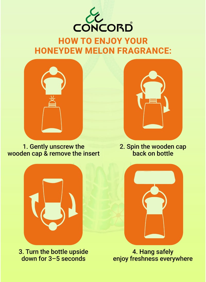 CONCORD - Car and Home Hanging Air freshener, 10ml | Honeydew Melon Fragrance, 60 Days Lasting* | Limited Time Offer: PACK OF 2 - Image 4