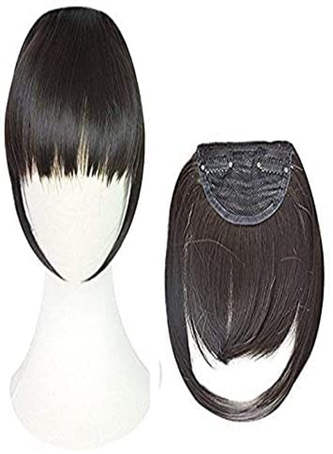 KYNA Hair Fringe Extension Clip In Front Bang Hair Accessories For Girls And Women (Dark Brown Colour) - Image 2