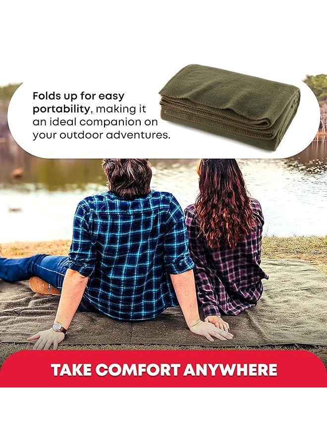 erorex Olive Drab Green Warm Fire Retardant Blanket 66 Inch X 90 Inch 80 Percent Wool Us Military Style  - Image 2