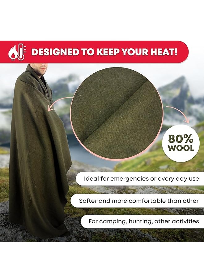 erorex Olive Drab Green Warm Fire Retardant Blanket 66 Inch X 90 Inch 80 Percent Wool Us Military Style  - Image 3