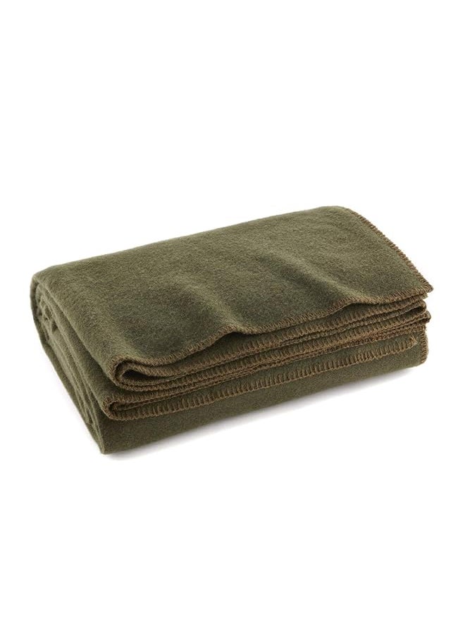 erorex Olive Drab Green Warm Fire Retardant Blanket 66 Inch X 90 Inch 80 Percent Wool Us Military Style  - Image 1