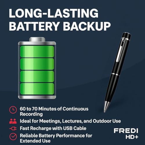 FREDI HD PLUS Full HD 1080p Pocket Pen Camera | 30FPS Smooth Video | JPG Photo Mode | 170mAh Battery | 128 GB SD Card Support | Compact Design for Personal and Professional Use - Image 4