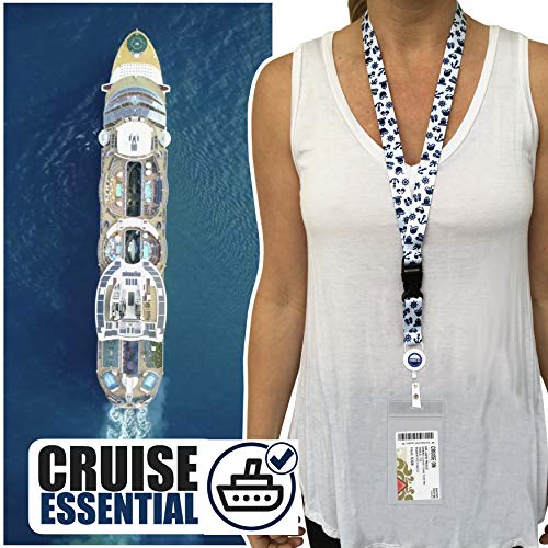 Cruise On Cruise Lanyard for Ship Cards – 2-Pack Retractable Badge & Waterproof Key Card Holder for Ship Cards – Cruise Essentials 2026-2027, Perfect for Travel & Vacation (White & Navy) - Image 2