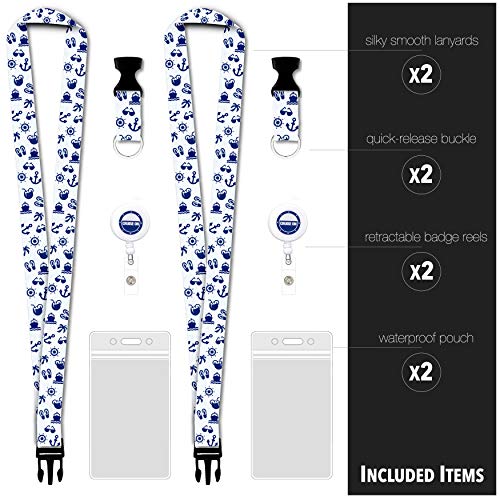 Cruise On Cruise Lanyard for Ship Cards – 2-Pack Retractable Badge & Waterproof Key Card Holder for Ship Cards – Cruise Essentials 2026-2027, Perfect for Travel & Vacation (White & Navy) - Image 3