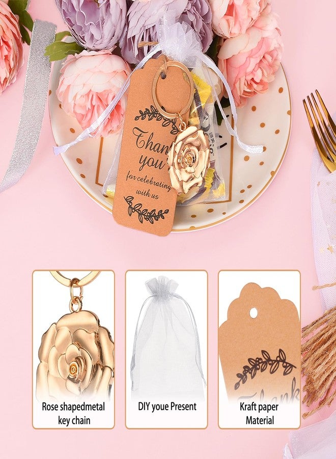 Winocbxt 50 pieces Rose Shaped Keychain/key Ring for baby shower, wedding or bridal shower gifts, gifts, guest memorabilia - Image 3