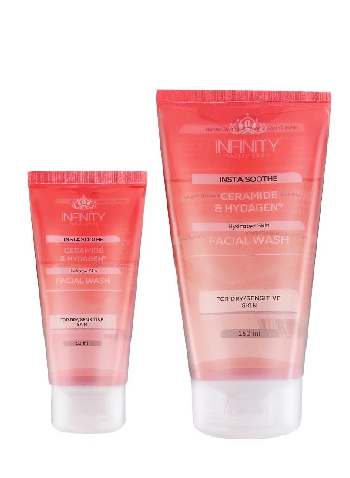 إينفينيتي إنفينيتي غسول الوجه للعناية بالوجه إنستا سوث، سيراميد وهيداجين، قطعتان، 150 مل + 50 مل