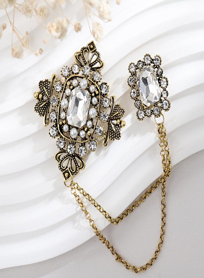 Shejuety vintage style crystal chain brooch, lapel pin, suit dress sweater scarf accessories, are exquisite gifts that both men and women can choose from (white) - Image 5