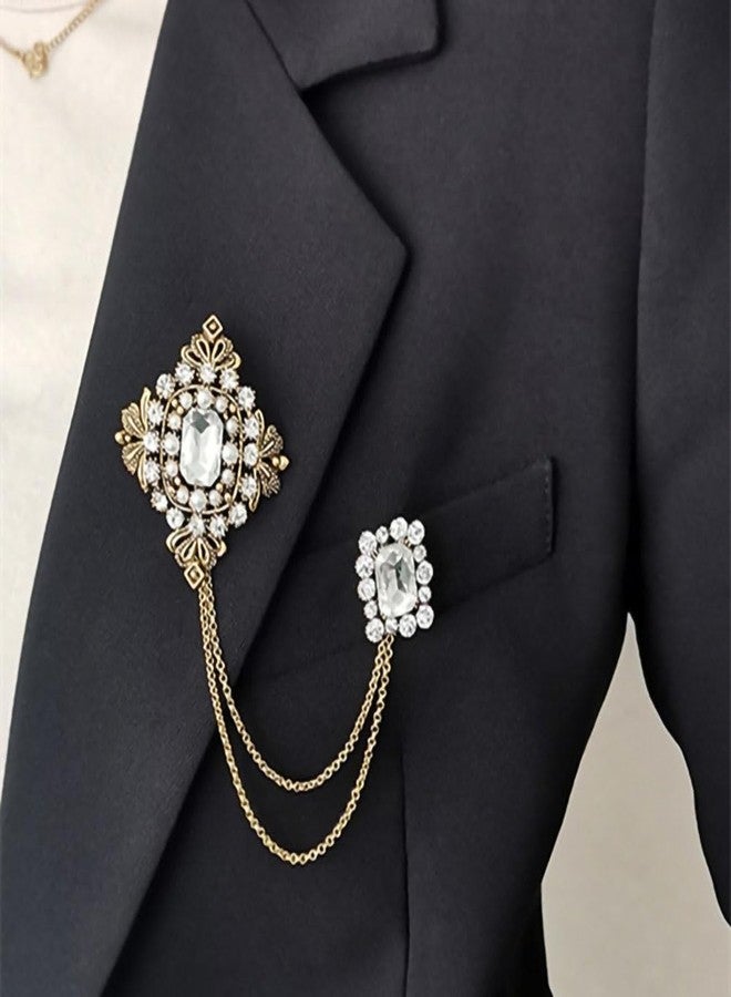 Shejuety vintage style crystal chain brooch, lapel pin, suit dress sweater scarf accessories, are exquisite gifts that both men and women can choose from (white) - Image 2