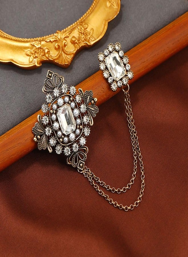 Shejuety vintage style crystal chain brooch, lapel pin, suit dress sweater scarf accessories, are exquisite gifts that both men and women can choose from (white) - Image 3