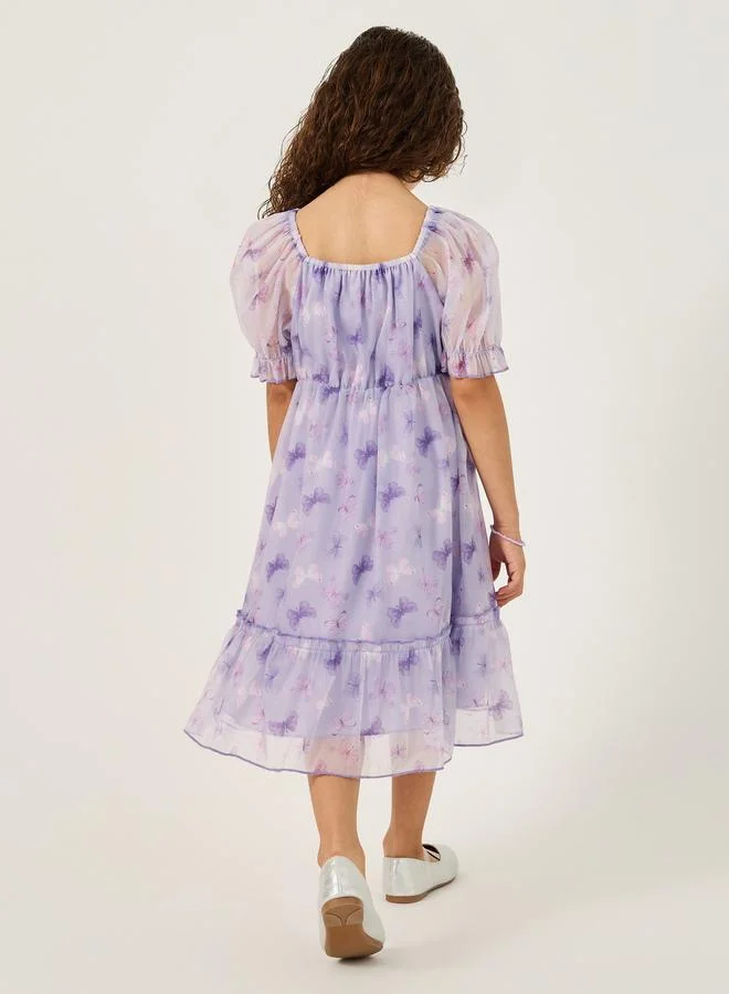 Styli Butterfly Chiffon Dress