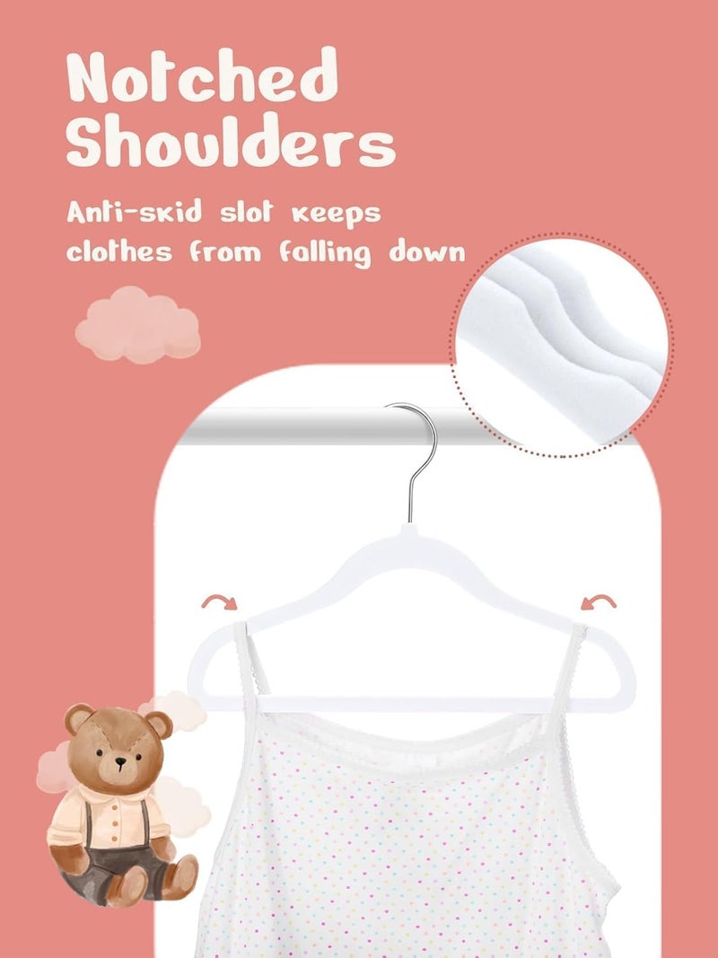 HOUSE DAY 50 Pack White Velvet Baby Hangers - Non-Slip Infant & Toddler Clothes Hangers - Image 4