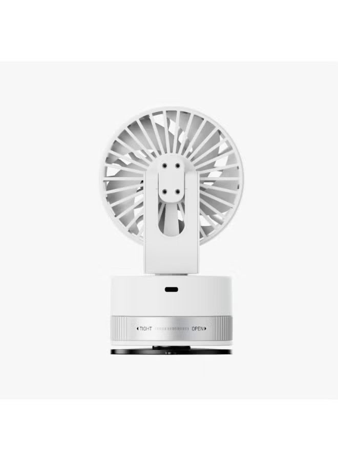 porodo Chillo Luxe Portable Suction Cup Fan / 4000mAh Rechargeable Cooling Fan / 100 Adjustable Speed Levels / Secure Suction Base Fan / Low Noise Operation / LED Power Display / USB Rechargeable Desk Fan - White - Image 3