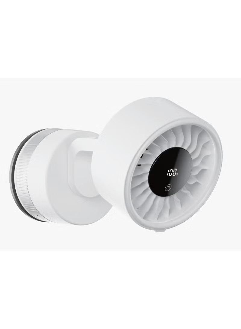 porodo Chillo Luxe Portable Suction Cup Fan / 4000mAh Rechargeable Cooling Fan / 100 Adjustable Speed Levels / Secure Suction Base Fan / Low Noise Operation / LED Power Display / USB Rechargeable Desk Fan - White - Image 4