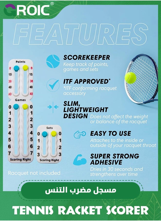 GROIC Tennis Score Keeper for Racket Padel, Tennis Racket Pickleball Paddle Scorekeeper, Small Score Board Counter for Tennis Trainer, Point Tracker Recording Points, Recording Points & Sets, 1.9g  - Image 5