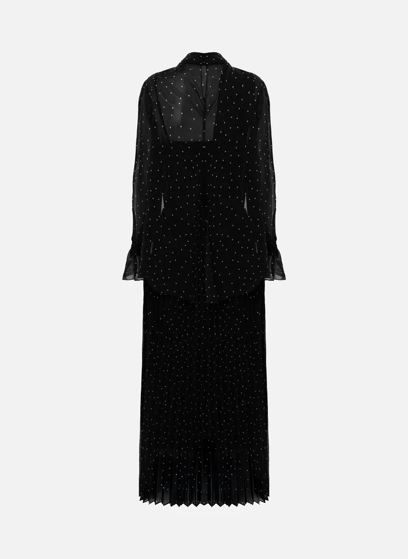 Lichi  Polka dot maxi dress with ribbon scarf for Women | Best Price UAE