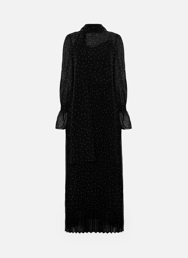 Lichi  Polka dot maxi dress with ribbon scarf for Women | Best Price UAE