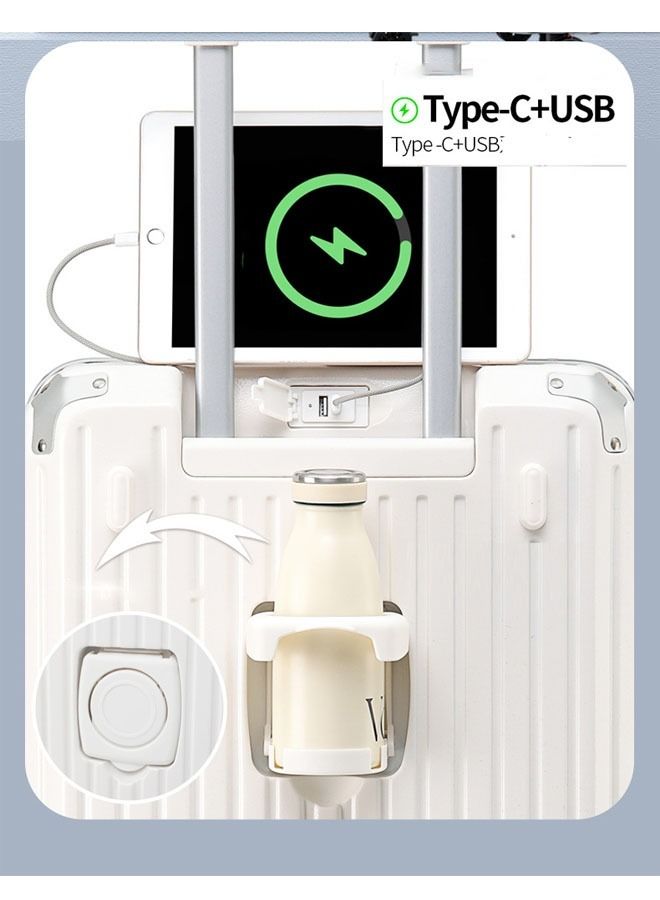 Set Of 2 Premium Expandable Aluminum Frame ABS And PC Suitcase With USB Charging Port And C Type And 5 Wheel 24/32 Inch