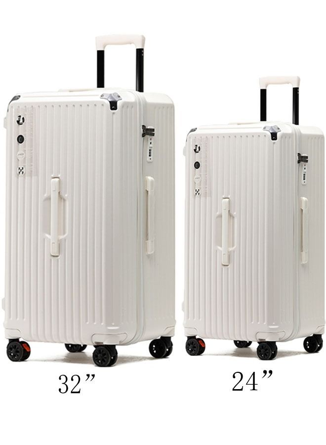 Set Of 2 Premium Expandable Aluminum Frame ABS And PC Suitcase With USB Charging Port And C Type And 5 Wheel 24/32 Inch