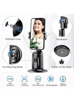 ShebSheb Auto Face Tracking Tripod - 360° Rotation Auto Tracking Phone Holder, No App, Phone Camera Mount with Remote and Gesture Control, Rechargeable Smart Shooting Holder for Video Recording, Tiktok  - Image 2