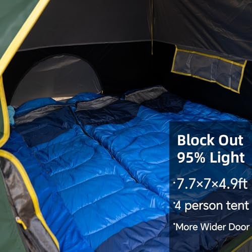 LOYEAHCAMP 4 Person Blackout Camping Tent, Easy Setup Waterproof Family Dome Tent for Camping with Rainfly, Portable Double Layer Large Family Tent for Outdoor Camping&Hiking - Image 3