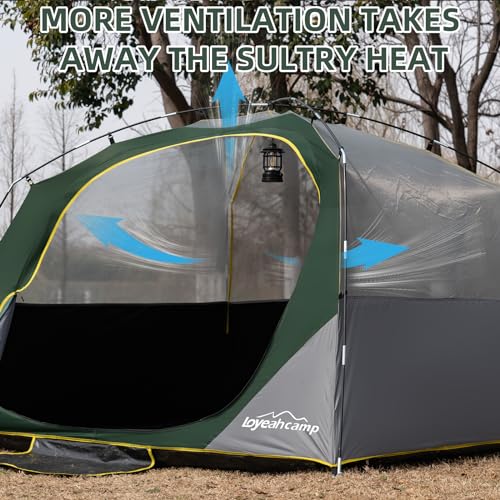 LOYEAHCAMP 4 Person Blackout Camping Tent, Easy Setup Waterproof Family Dome Tent for Camping with Rainfly, Portable Double Layer Large Family Tent for Outdoor Camping&Hiking - Image 5