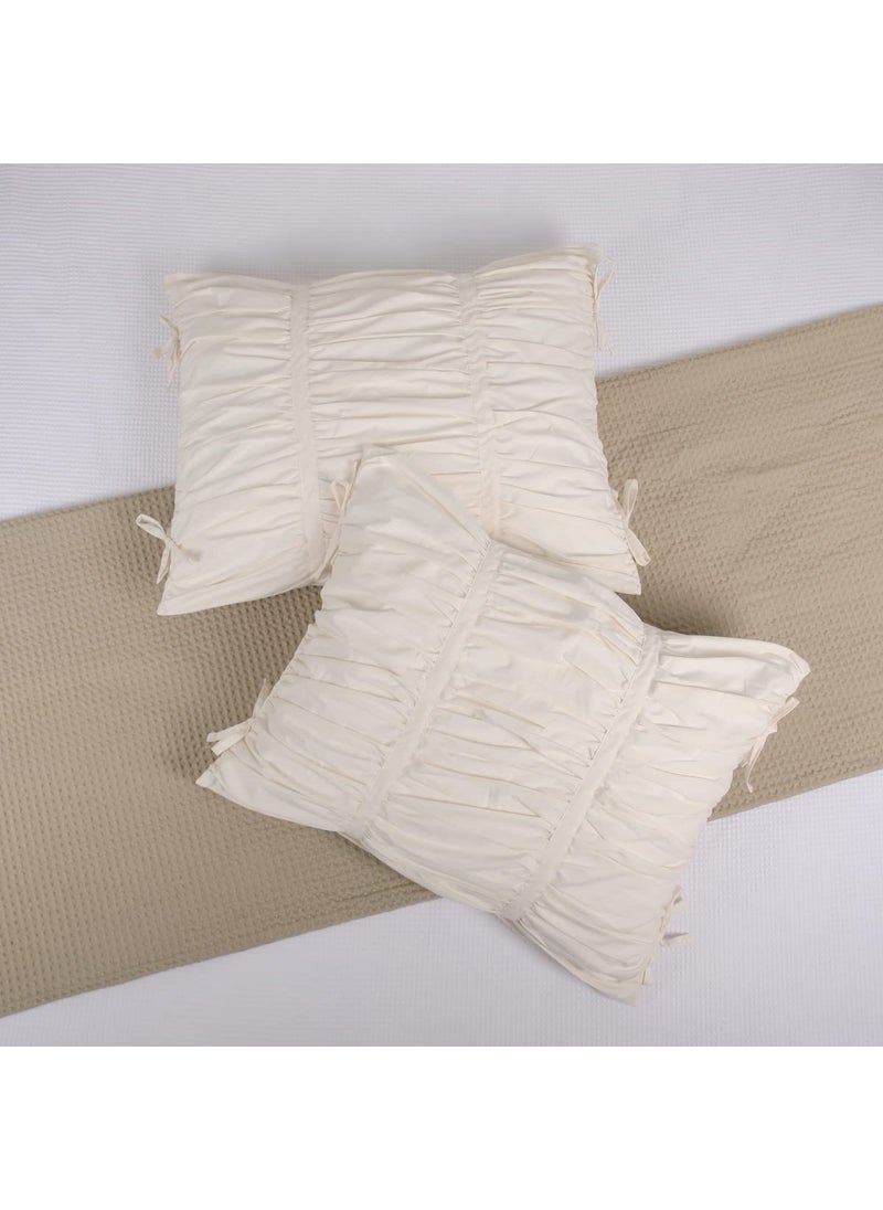 JNG Kraftlab Farmhouse Pillow Shams Set of 2 20x36 Cream Cotton with AllOver Plaited Crinkle Zipper Closure for Boho Traditional Vintage Standard Size by JNG Kraftlab 
