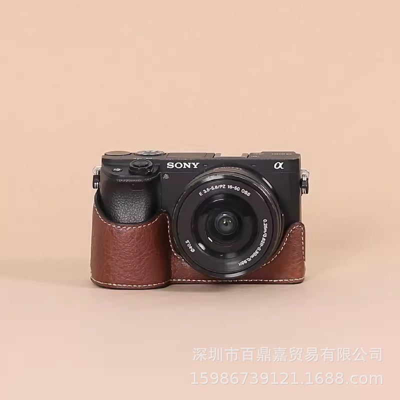 Sony A6400 Camera Leather Half Case Cover Coffee 