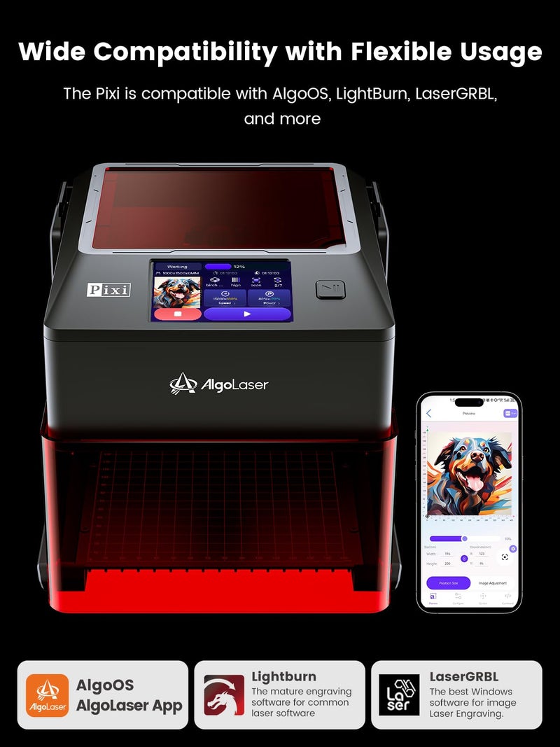 AlgoLaser 10W Portable Laser Engraver Machine: Smart Laser Engraver/Cutter with 3.5" Touchscreen & AlgoOS System - Hand Draw/Wireless Transmission/Offline - Laser Engraving for Wood,Metal,Glass - Image 5