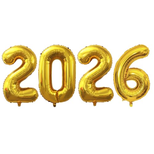 GOER 2026 Foil Number Balloons for 2026 New Year Eve Festival Party Supplies Graduation Decorations Gold32 Inch - Image 1