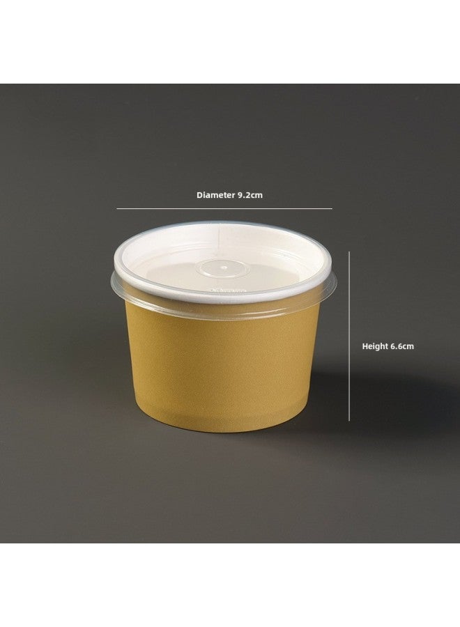 Disposable Paper Bowl Meal Box Kraft Paper Soup Bucket Round Bucking Box Without Lid Take-away Box Bucking Bowl Soup Bowl Porridge Cup-Color:8oz Barrel White + Plastic Lid - Image 1