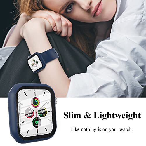EWUONU 3 Pack Case Compatible with Apple Watch SE 3 Series 6/5/4 40mm with Tempered Glass Screen Protector, Hard PC Full Coverage Ultra-Thin HD Bumper Protective Cover for iWatch 40mm,Black/Blue/Clear - Image 4