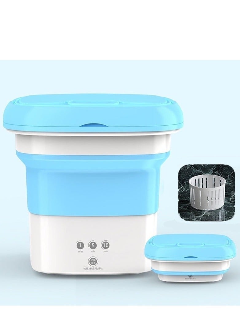 Portable Mini Folding Clothes Washing Machine, Bucket Automatic Mini Household Underwear Foldable Bucket Washer Baby Clothes Washing Machine - Image 1