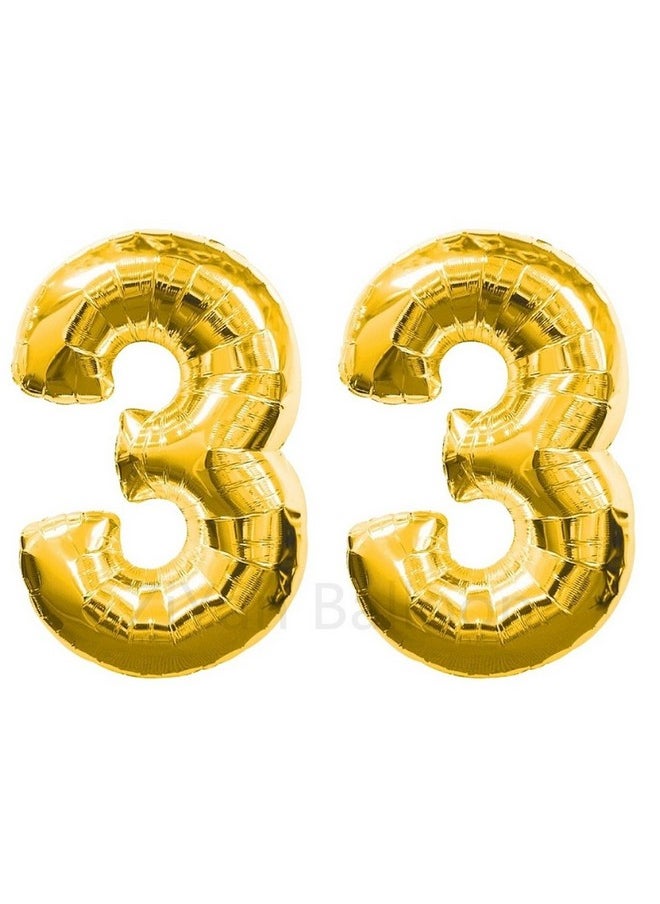 ZIYAN - 40 Inch Giant 33Th Gold Number Balloonsbirthday/Party Balloons - Image 1