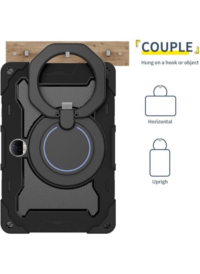 Generic - Case Compatible with Honor Pad 9 12.1 inch, Shockproof Case with Pencil Holder, Rotating Large Ring Hanging Kickstand for Kids, Multi-Angle Bracket Cover for Honor Pad 9 - Image 1