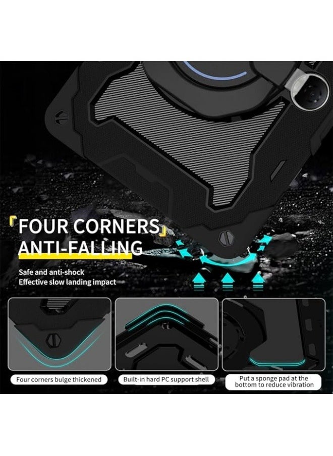 Generic - Case Compatible with Honor Pad 9 12.1 inch, Shockproof Case with Pencil Holder, Rotating Large Ring Hanging Kickstand for Kids, Multi-Angle Bracket Cover for Honor Pad 9 - Image 1