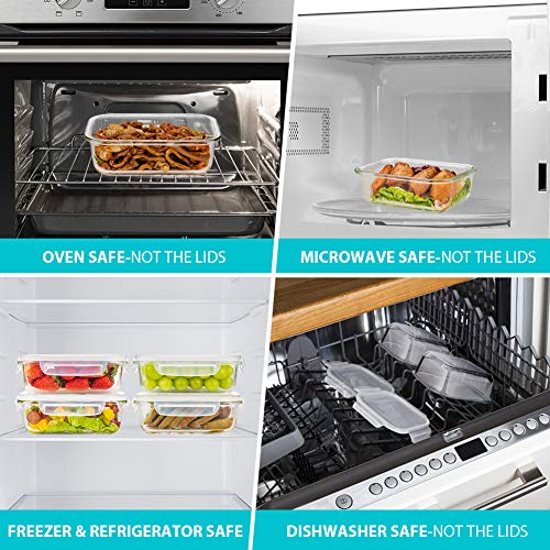 Bayco 6 Pack Glass Meal Prep Containers, Glass Food Storage Containers with Lids, Airtight Lunch Bento Boxes, Leak Proof (6 lids & 6 Containers) - Image 4